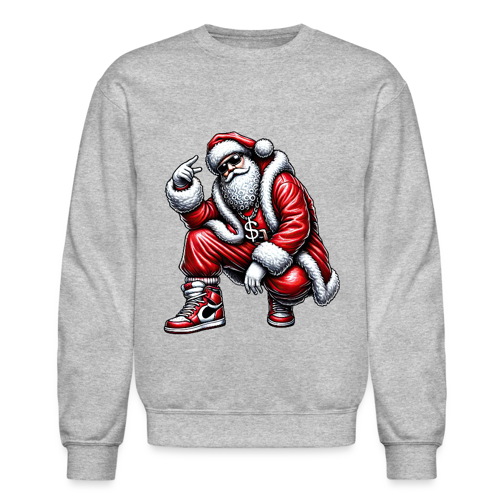 Hip Hop Santa Crewneck Sweatshirt - heather gray