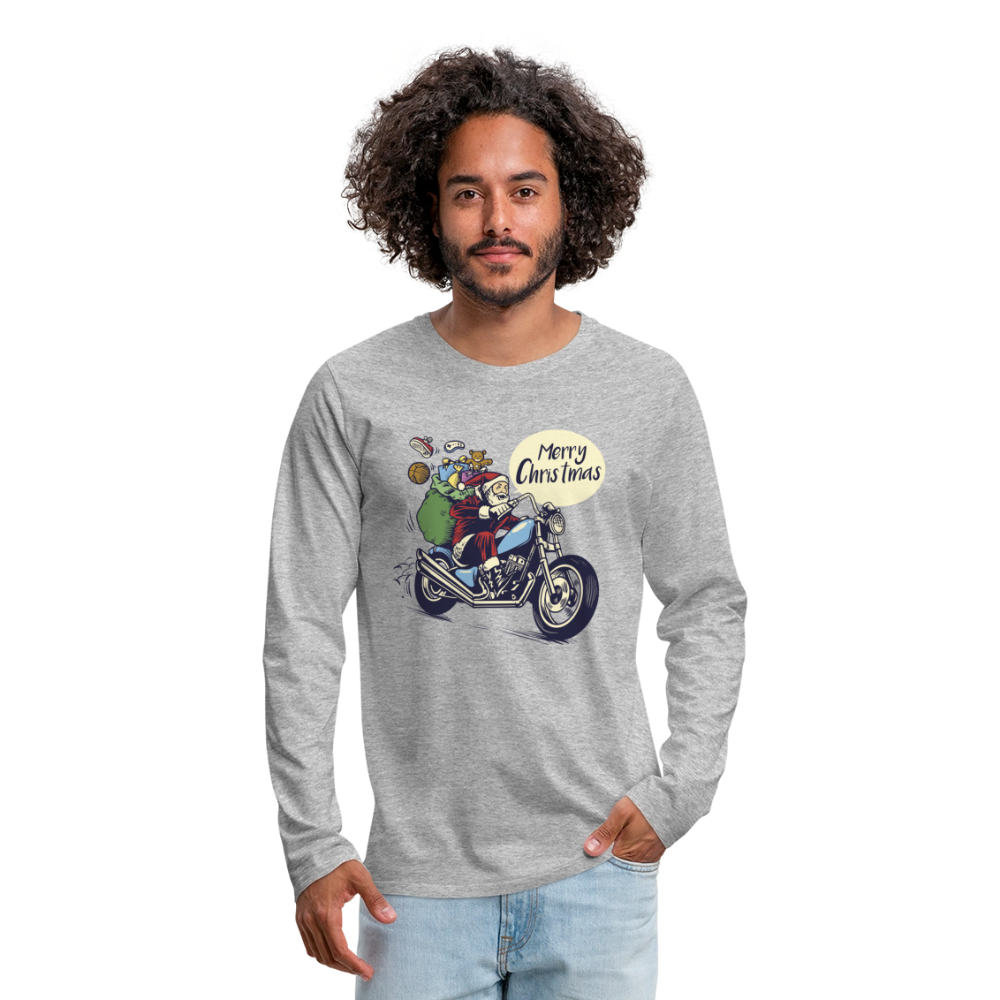 Santa Motocycle Men's Premium Long Sleeve T-Shirt - heather gray