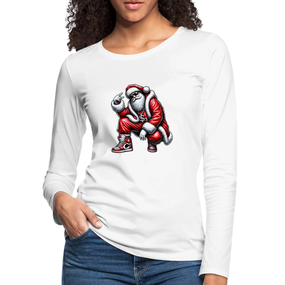 Hip Hop Santa Women's Premium Long Sleeve T-Shirt - white