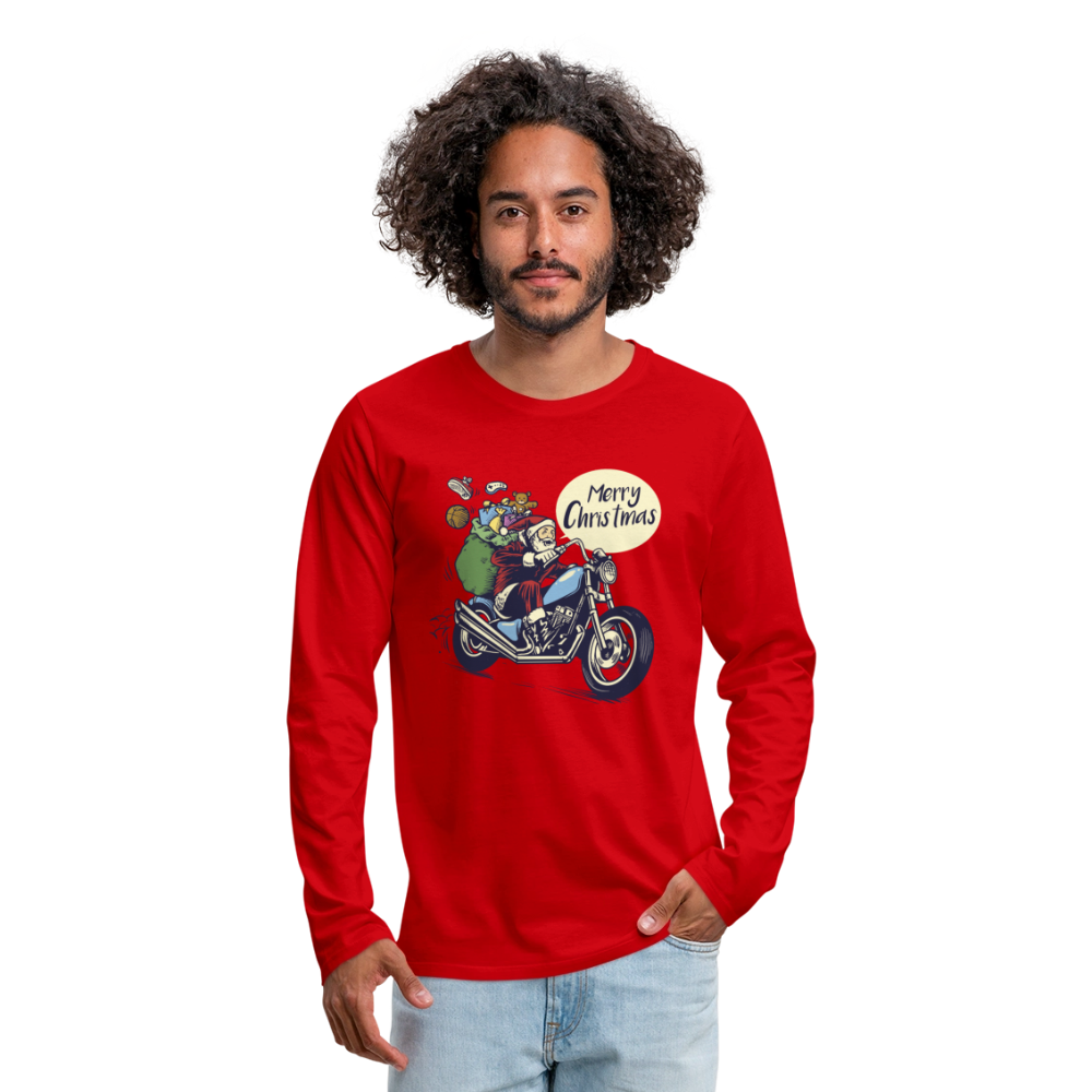 Santa Motocycle Men's Premium Long Sleeve T-Shirt - red