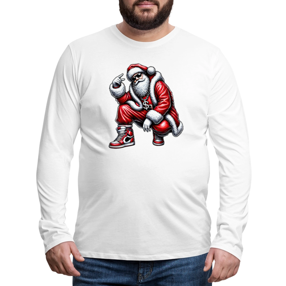 Hip Hop Santa Men's Premium Long Sleeve T-Shirt - white