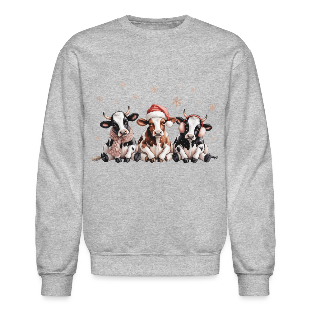 Christmas Cows Sweatshirt - heather gray