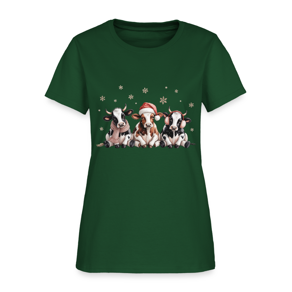 Christmas Cows Women's T-Shirt - forest green