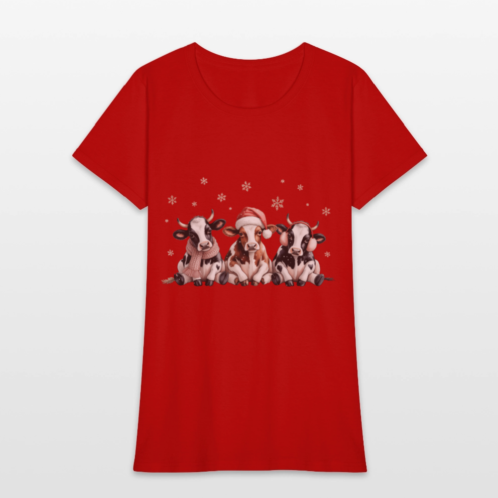 Christmas Cows Women's T-Shirt - red