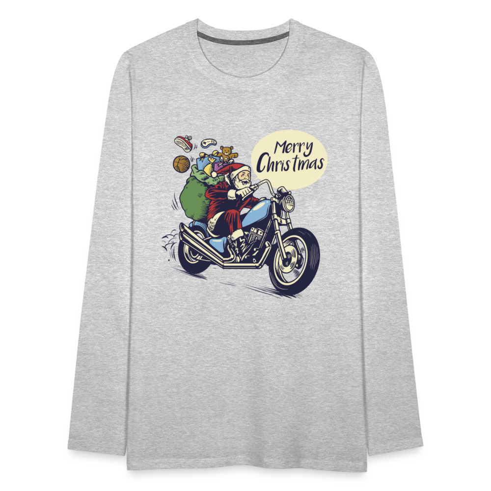 Santa Motocycle Men's Premium Long Sleeve T-Shirt - heather gray