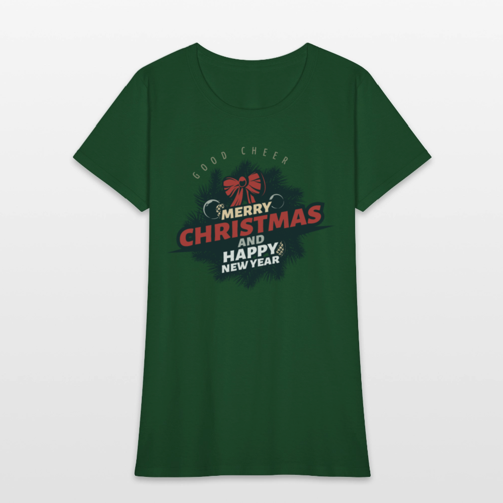 Merry Christmas & HNY Women's T-Shirt - forest green