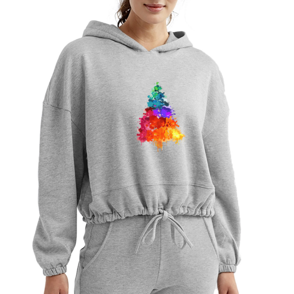 Colorful Tree Women’s Cropped Hoodie - heather gray