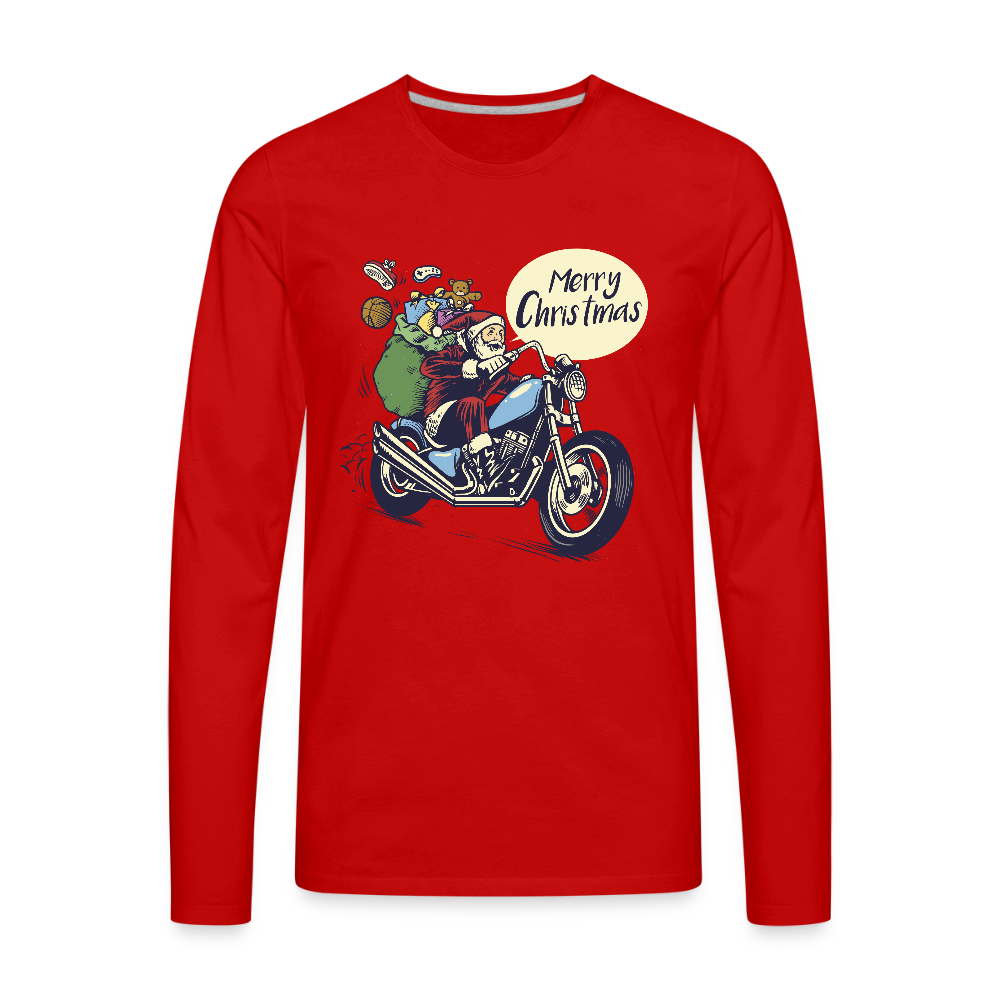 Santa Motocycle Men's Premium Long Sleeve T-Shirt - red