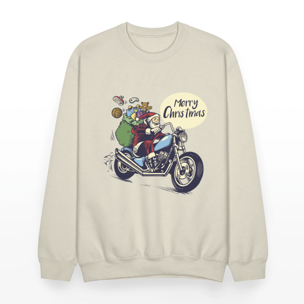 Santa Motorcycle Crewneck Sweatshirt - Sand