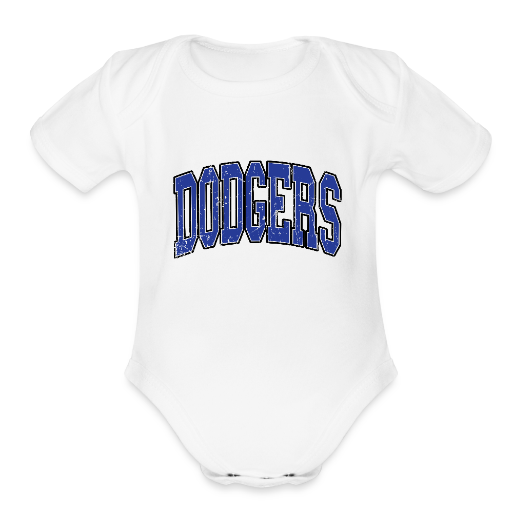 Dodgers Organic Short Sleeve Baby Bodysuit - white