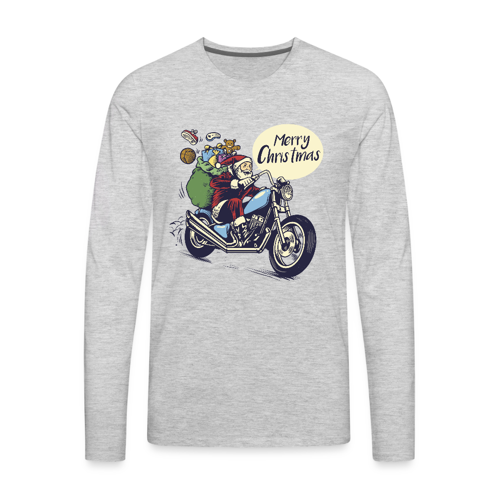 Santa Motocycle Men's Premium Long Sleeve T-Shirt - heather gray
