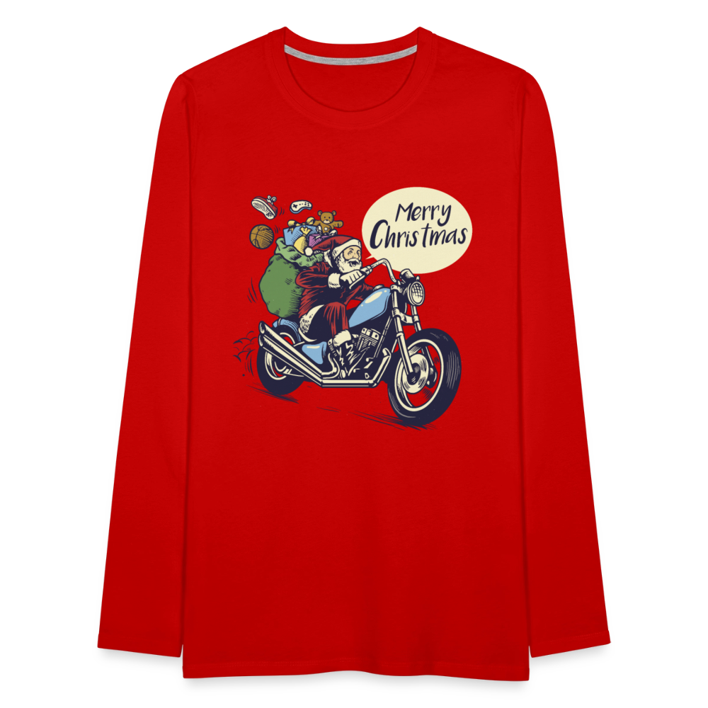 Santa Motocycle Men's Premium Long Sleeve T-Shirt - red