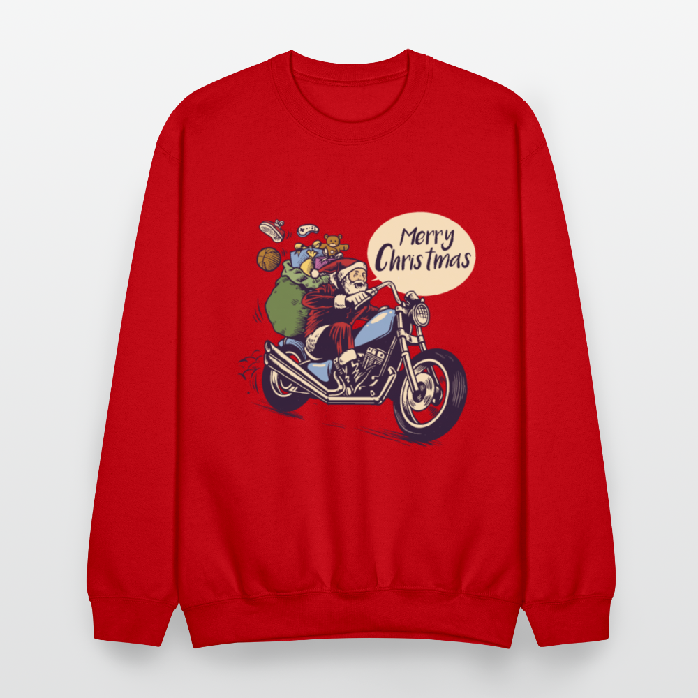 Santa Motorcycle Crewneck Sweatshirt - red