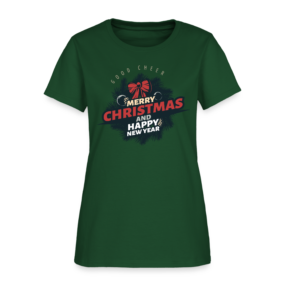 Merry Christmas & HNY Women's T-Shirt - forest green