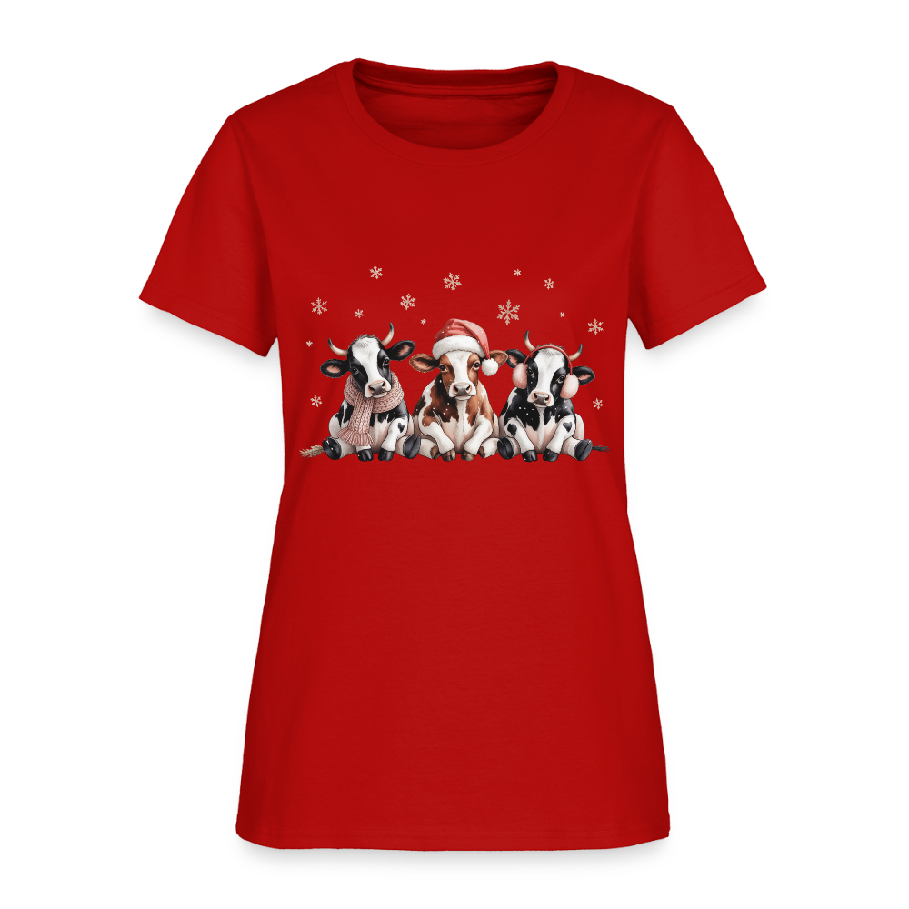 Christmas Cows Women's T-Shirt - red