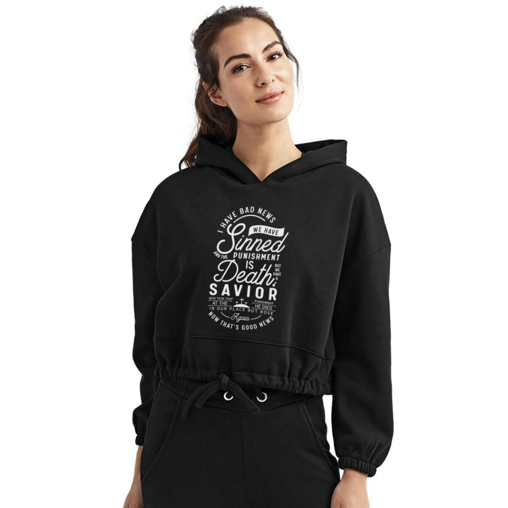 I Have Bad News Women’s Cropped Hoodie - black
