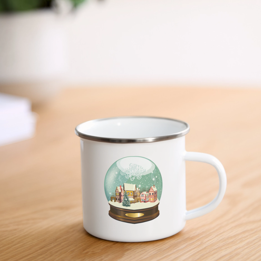 Christmas Snow Globe Camper Mug - white