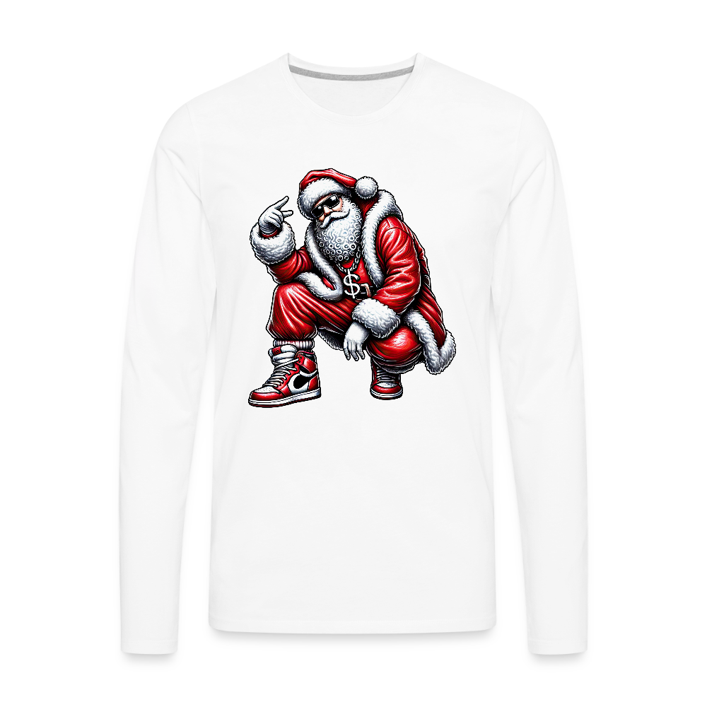 Hip Hop Santa Men's Premium Long Sleeve T-Shirt - white