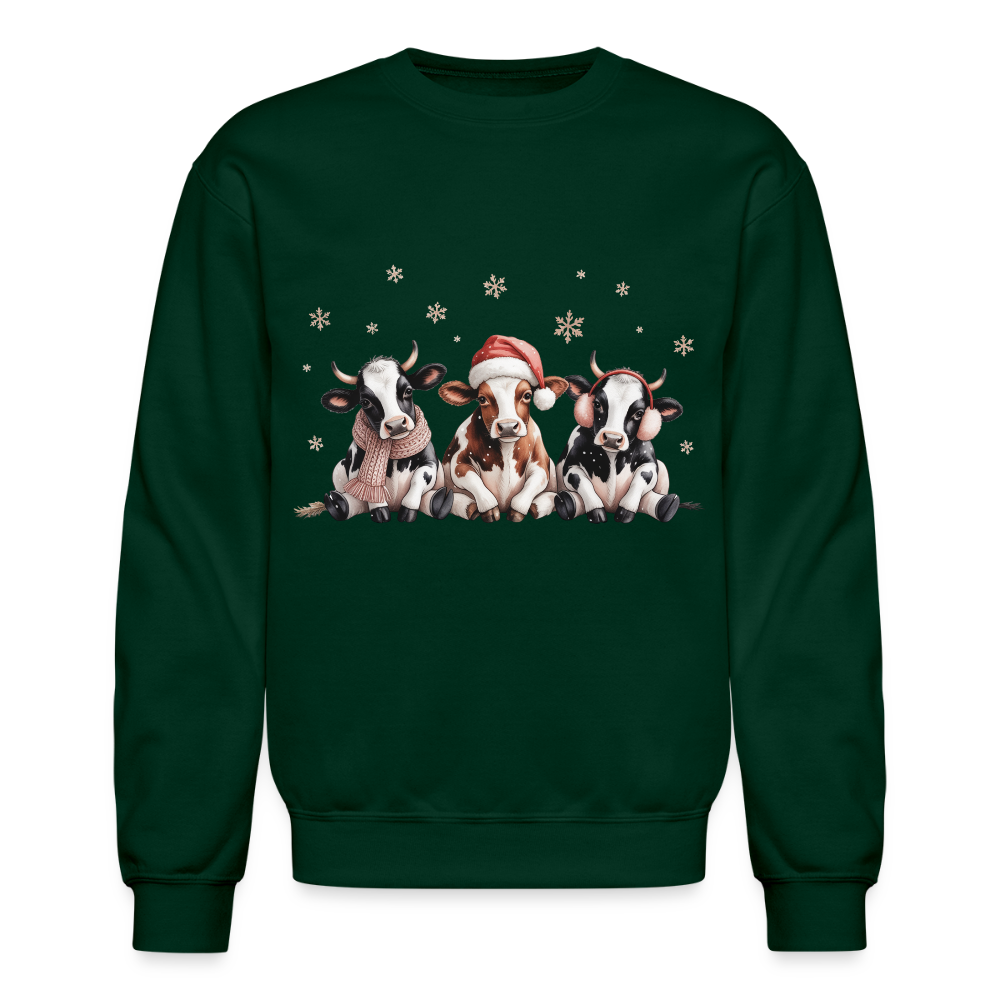 Christmas Cows Sweatshirt - forest green
