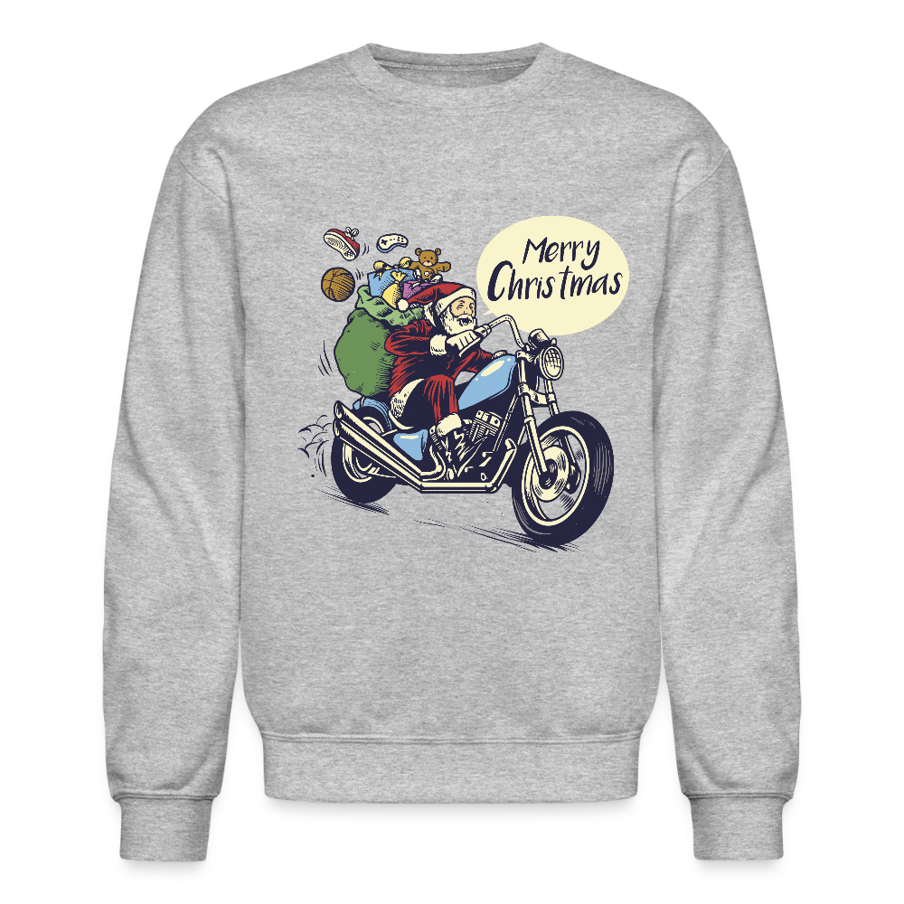 Santa Motorcycle Crewneck Sweatshirt - heather gray
