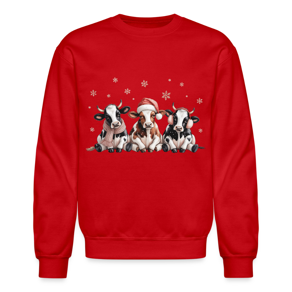 Christmas Cows Sweatshirt - red