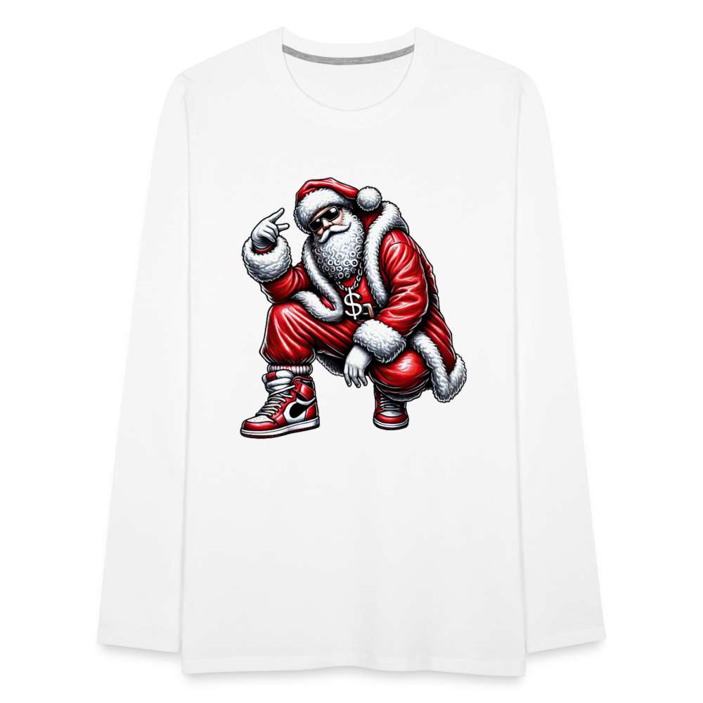 Hip Hop Santa Men's Premium Long Sleeve T-Shirt - white