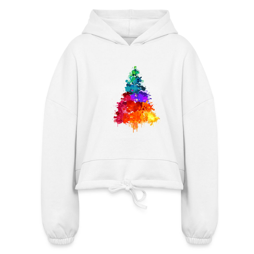 Colorful Tree Women’s Cropped Hoodie - white