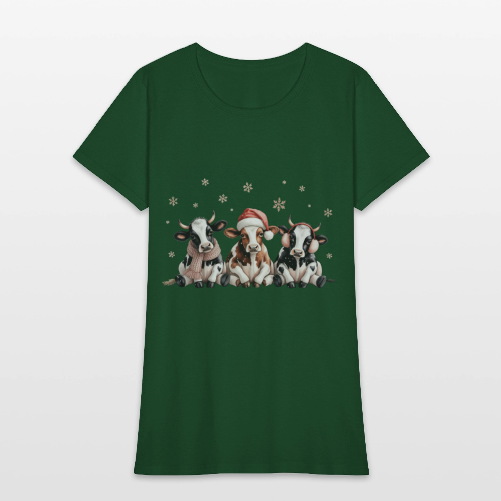 Christmas Cows Women's T-Shirt - forest green