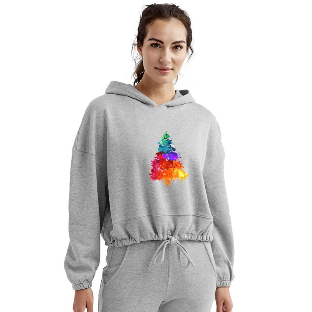 Colorful Tree Women’s Cropped Hoodie - heather gray
