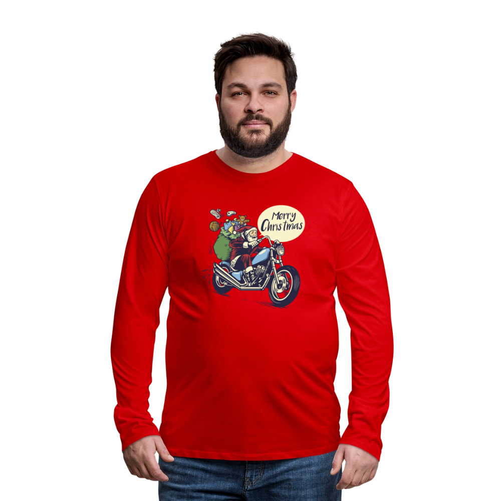 Santa Motocycle Men's Premium Long Sleeve T-Shirt - red
