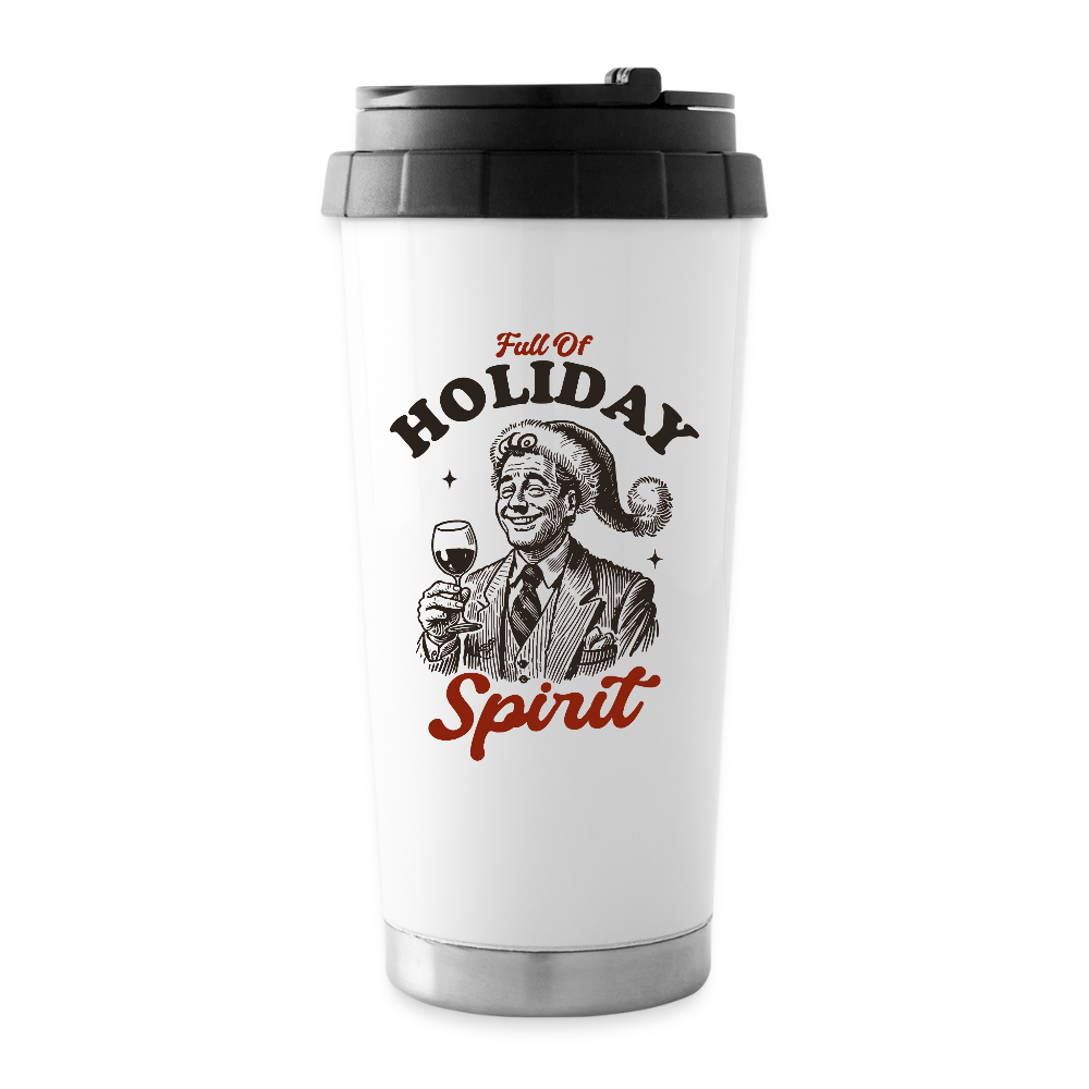 Holiday Spirit 16 oz Travel Mug - white