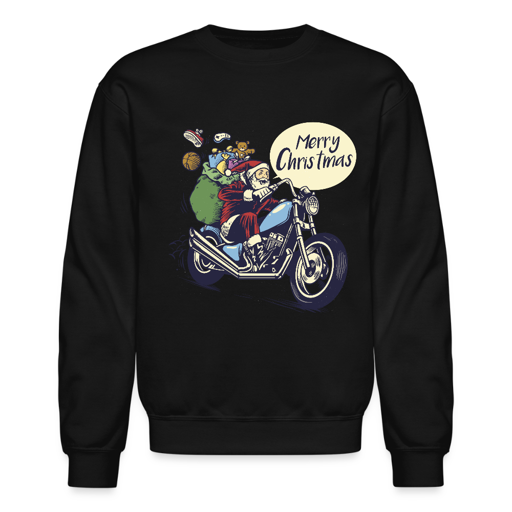 Santa Motorcycle Crewneck Sweatshirt - black