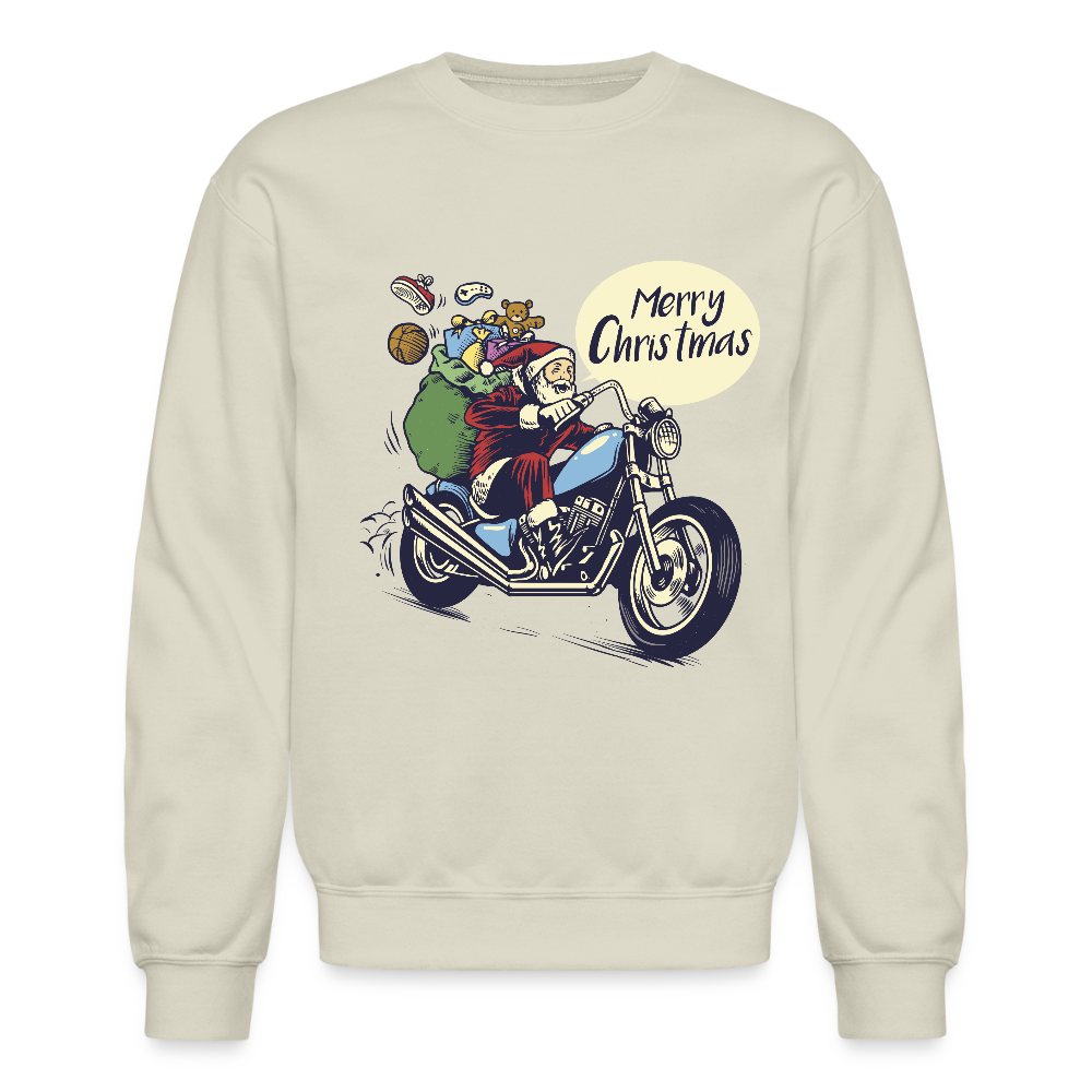 Santa Motorcycle Crewneck Sweatshirt - Sand