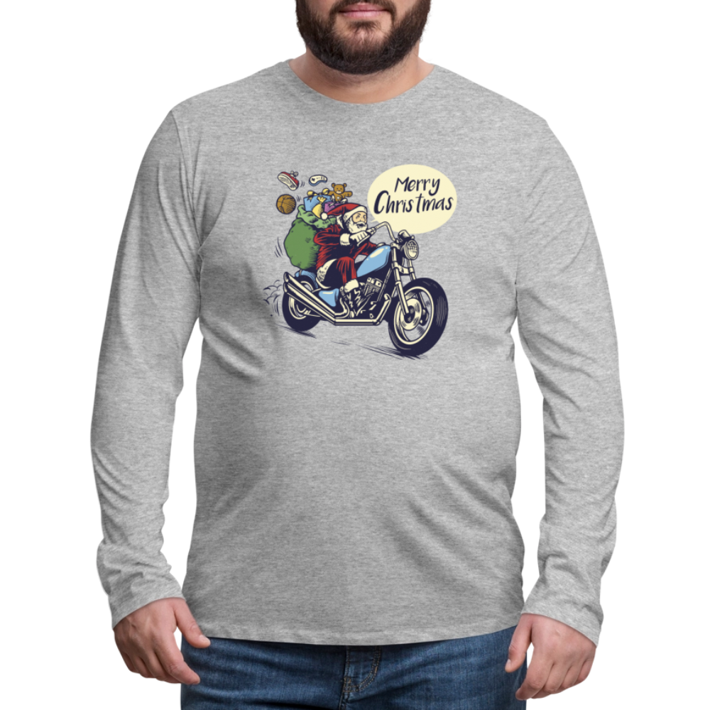 Santa Motocycle Men's Premium Long Sleeve T-Shirt - heather gray