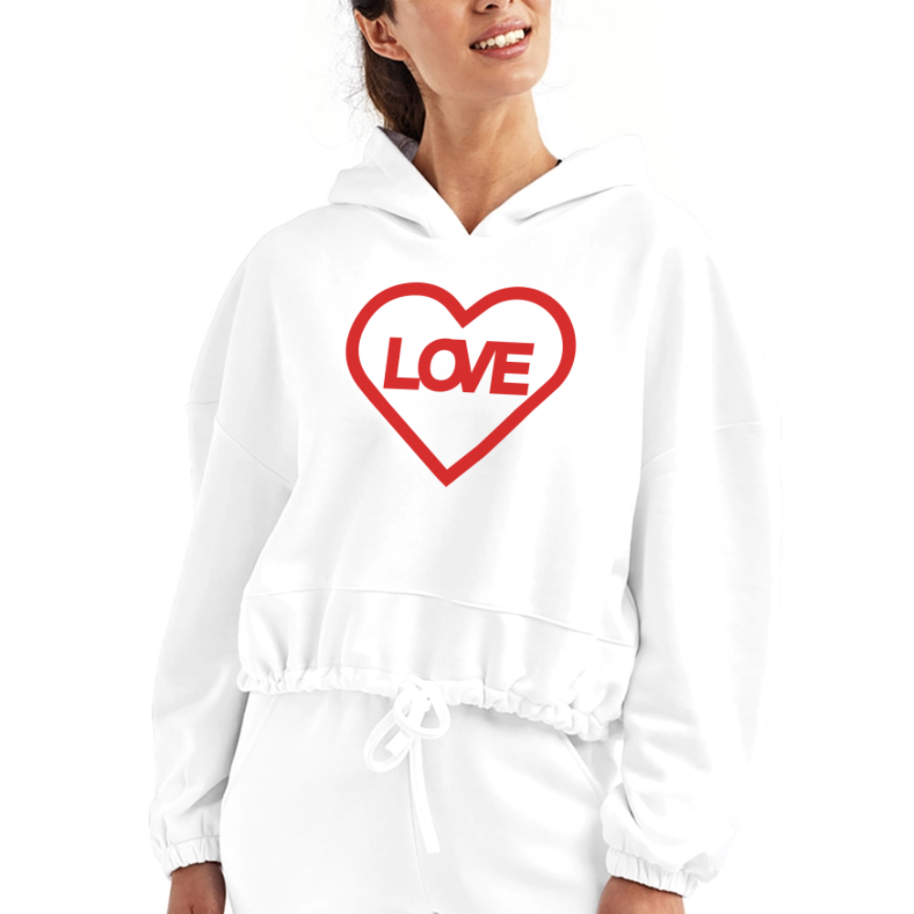 Love Women’s Cropped Hoodie - white