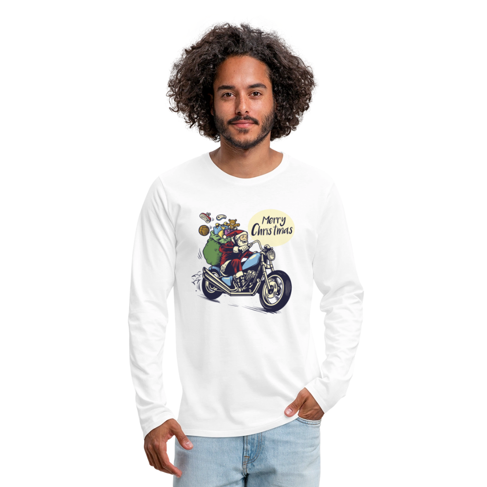 Santa Motocycle Men's Premium Long Sleeve T-Shirt - white