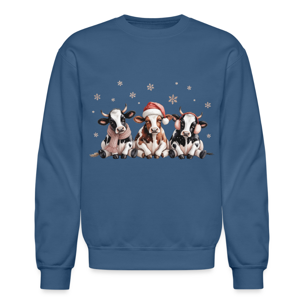 Christmas Cows Sweatshirt - indigo blue