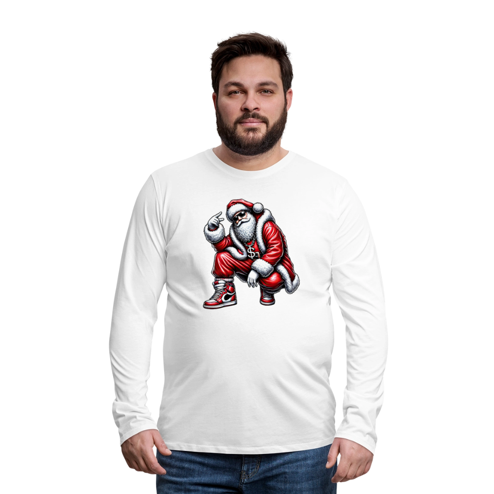 Hip Hop Santa Men's Premium Long Sleeve T-Shirt - white