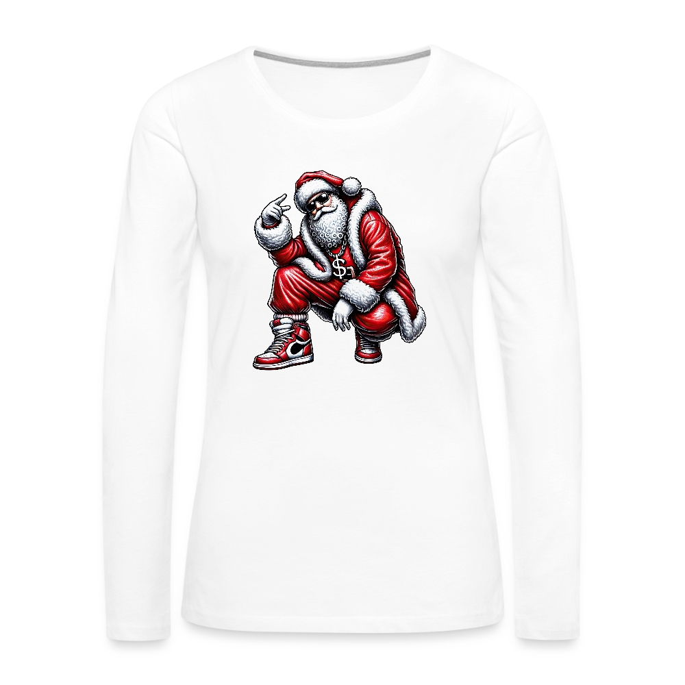 Hip Hop Santa Women's Premium Long Sleeve T-Shirt - white