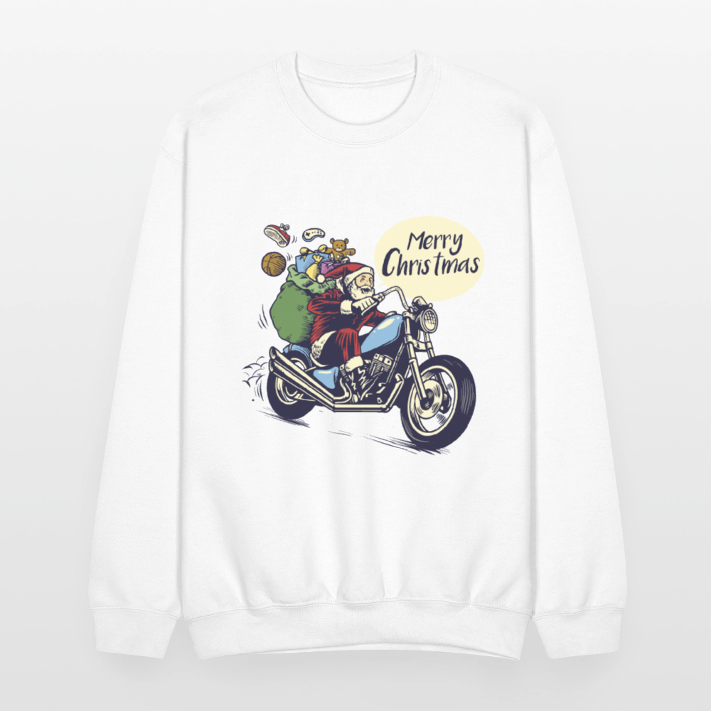 Santa Motorcycle Crewneck Sweatshirt - white