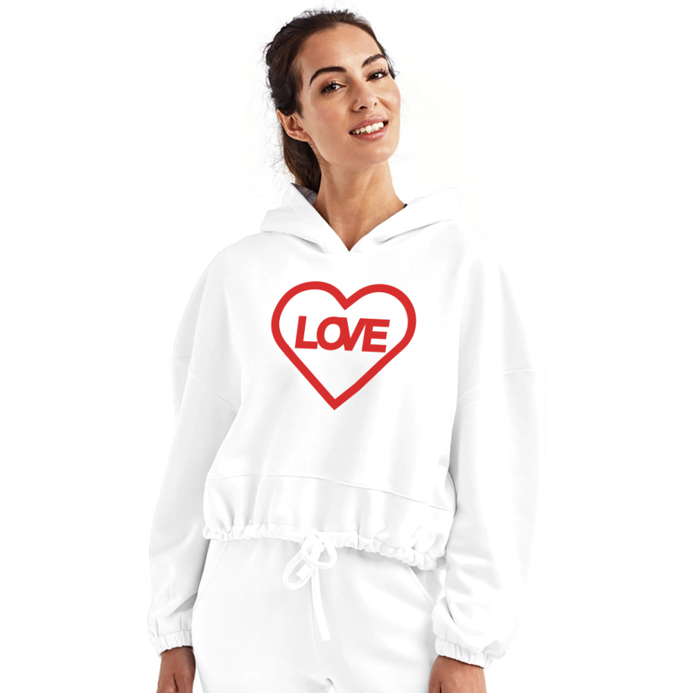 Love Women’s Cropped Hoodie - white