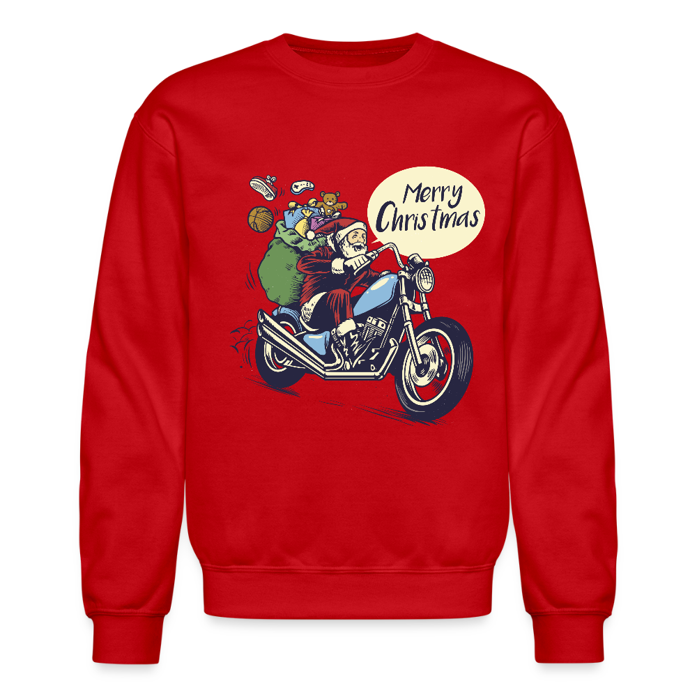 Santa Motorcycle Crewneck Sweatshirt - red
