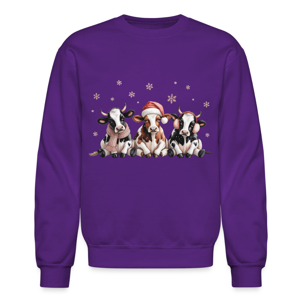 Christmas Cows Sweatshirt - purple