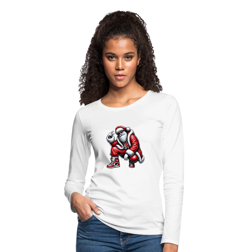 Hip Hop Santa Women's Premium Long Sleeve T-Shirt - white