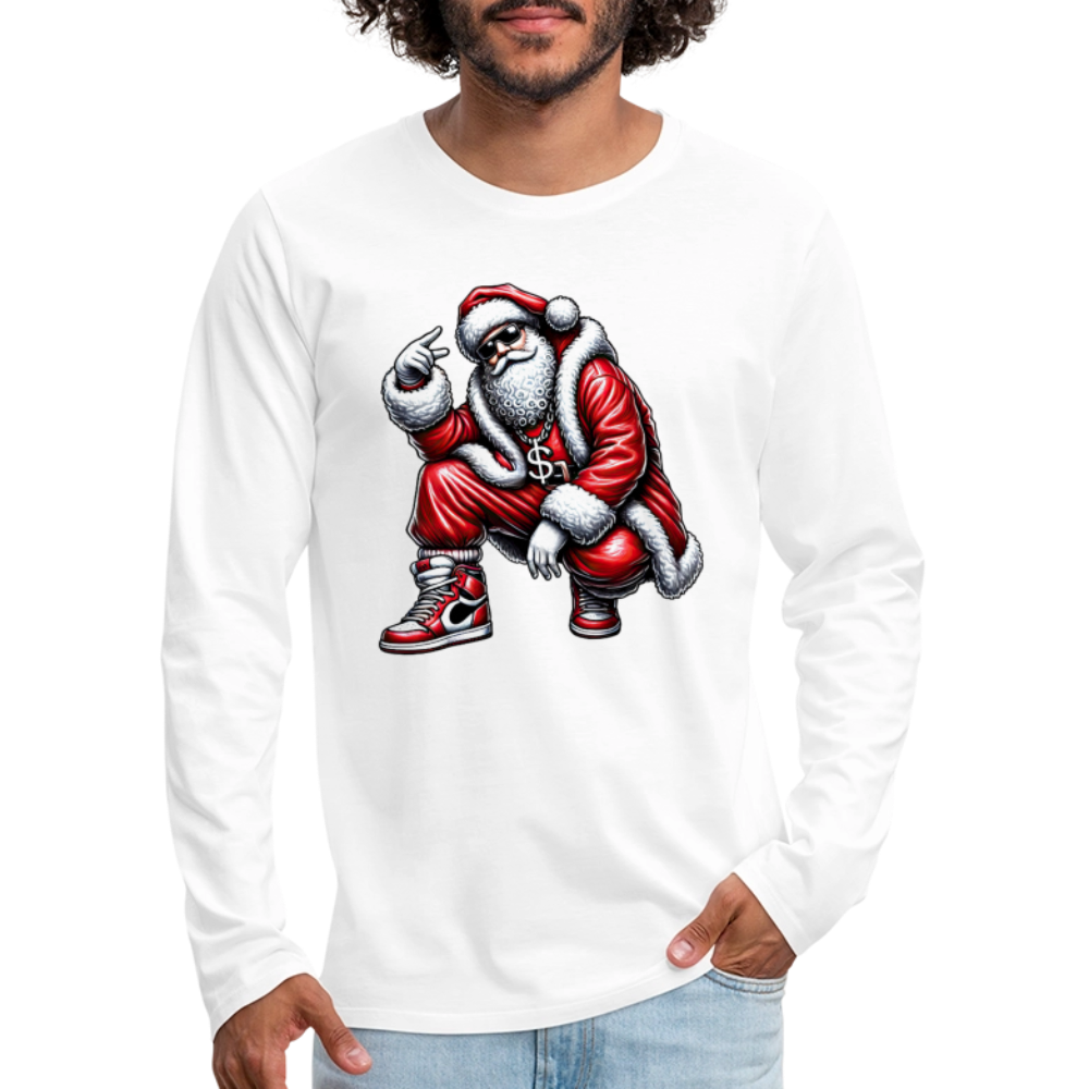 Hip Hop Santa Men's Premium Long Sleeve T-Shirt - white