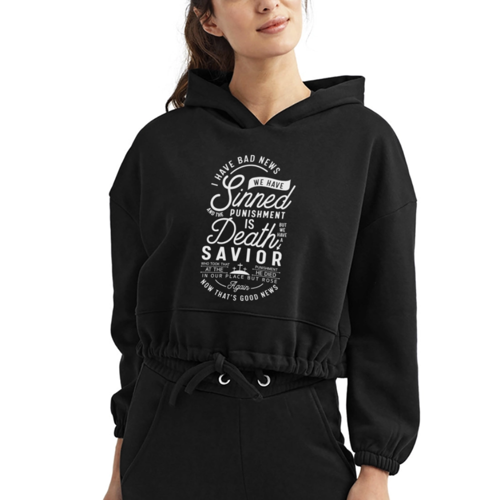 I Have Bad News Women’s Cropped Hoodie - black