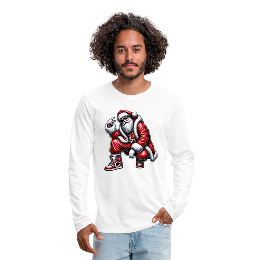 Hip Hop Santa Men's Premium Long Sleeve T-Shirt - white