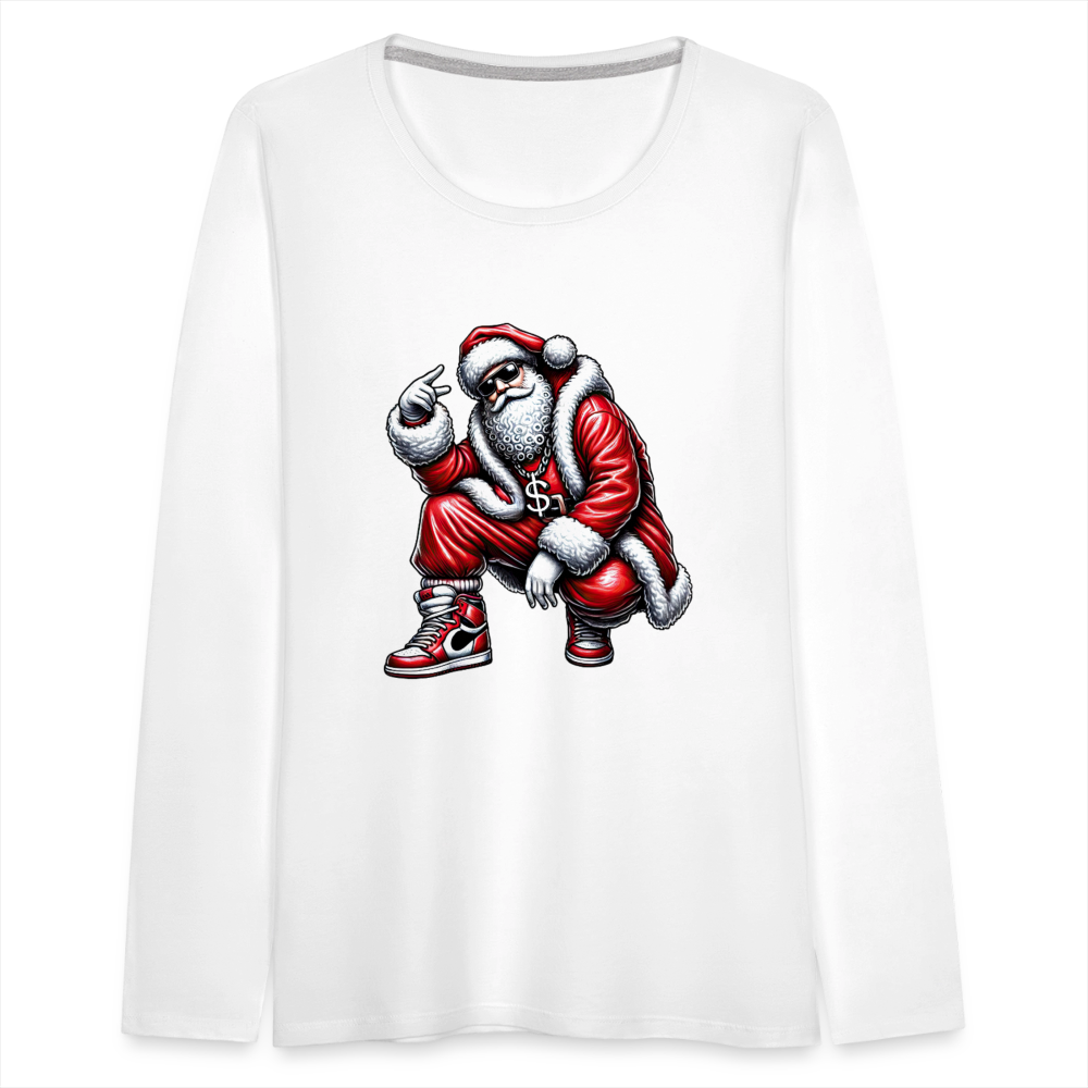 Hip Hop Santa Women's Premium Long Sleeve T-Shirt - white