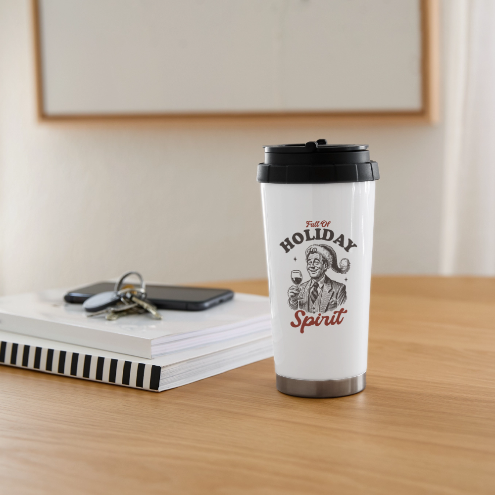Holiday Spirit 16 oz Travel Mug - white