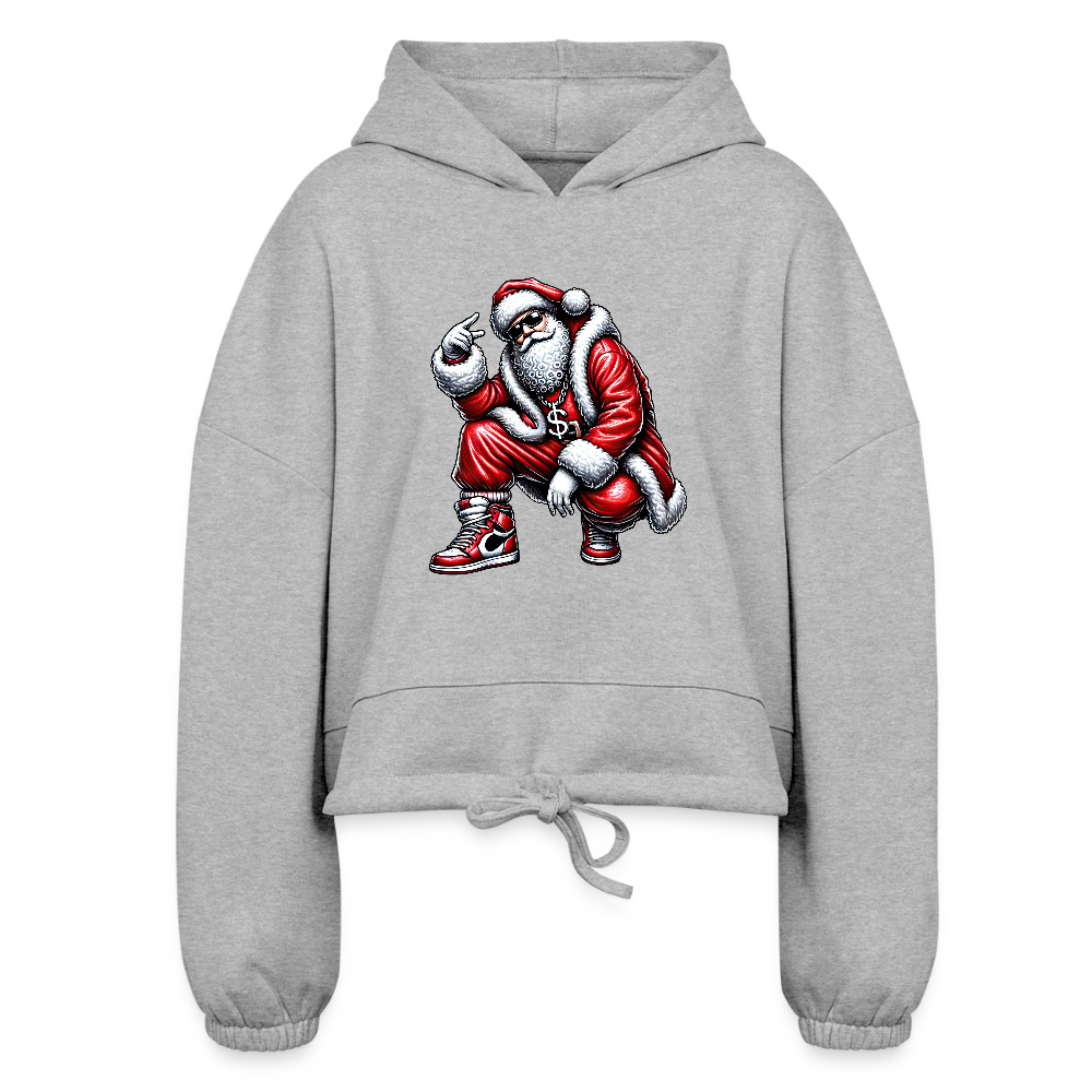 Hip Hop Santa Women’s Cropped Hoodie - heather gray